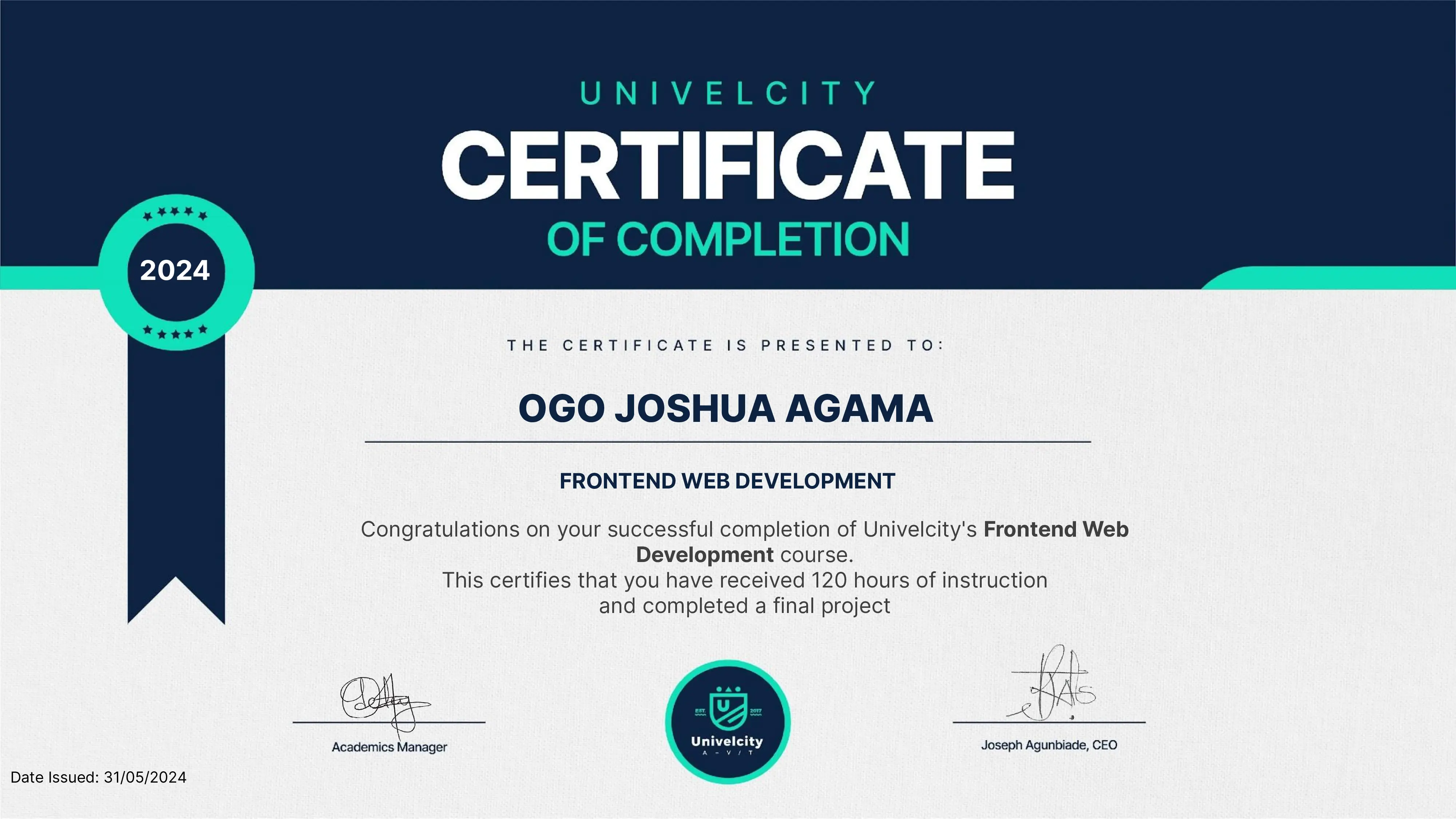 Frontend Web Development Certificate