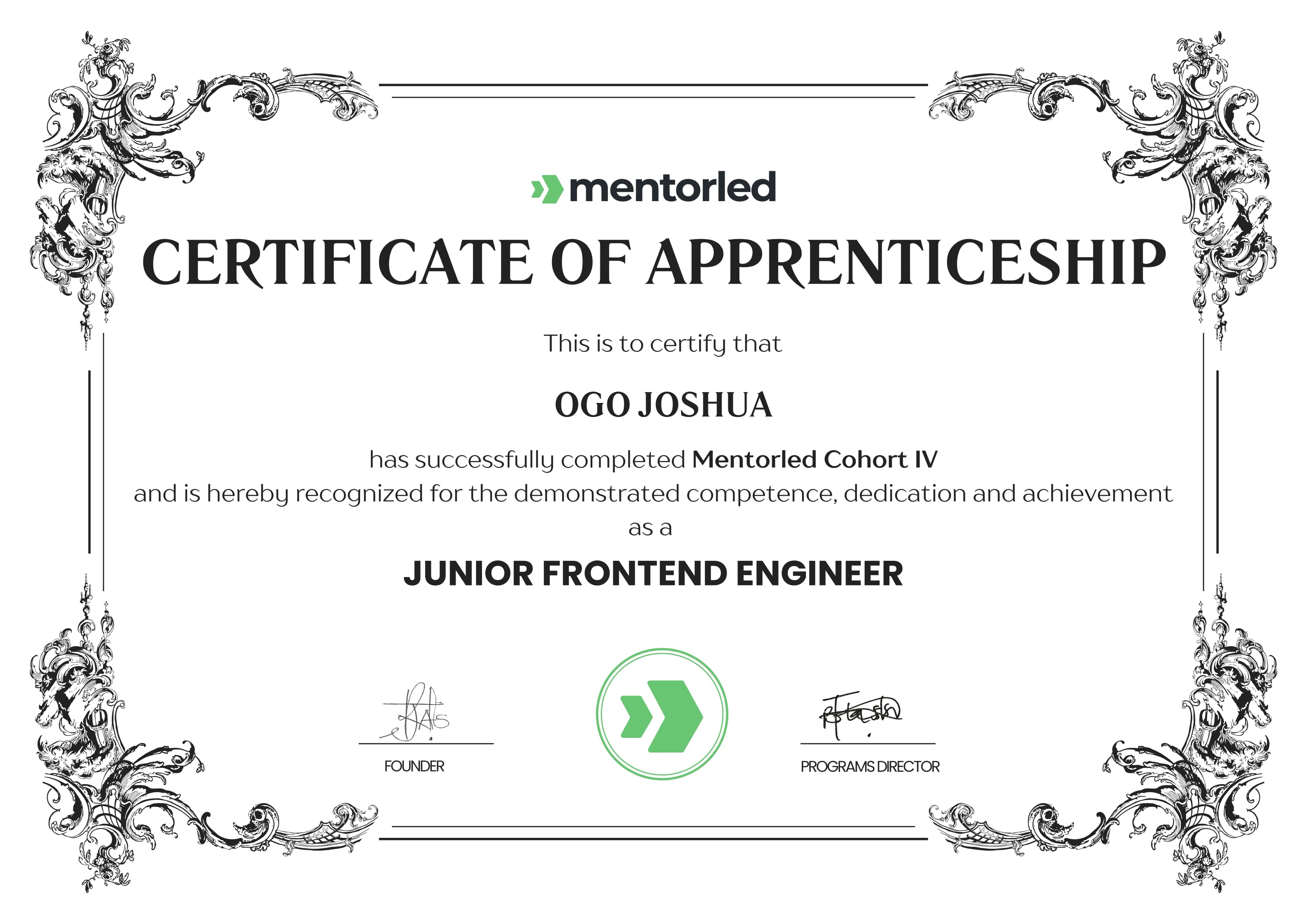 Junior Frontend Engineer Certificate